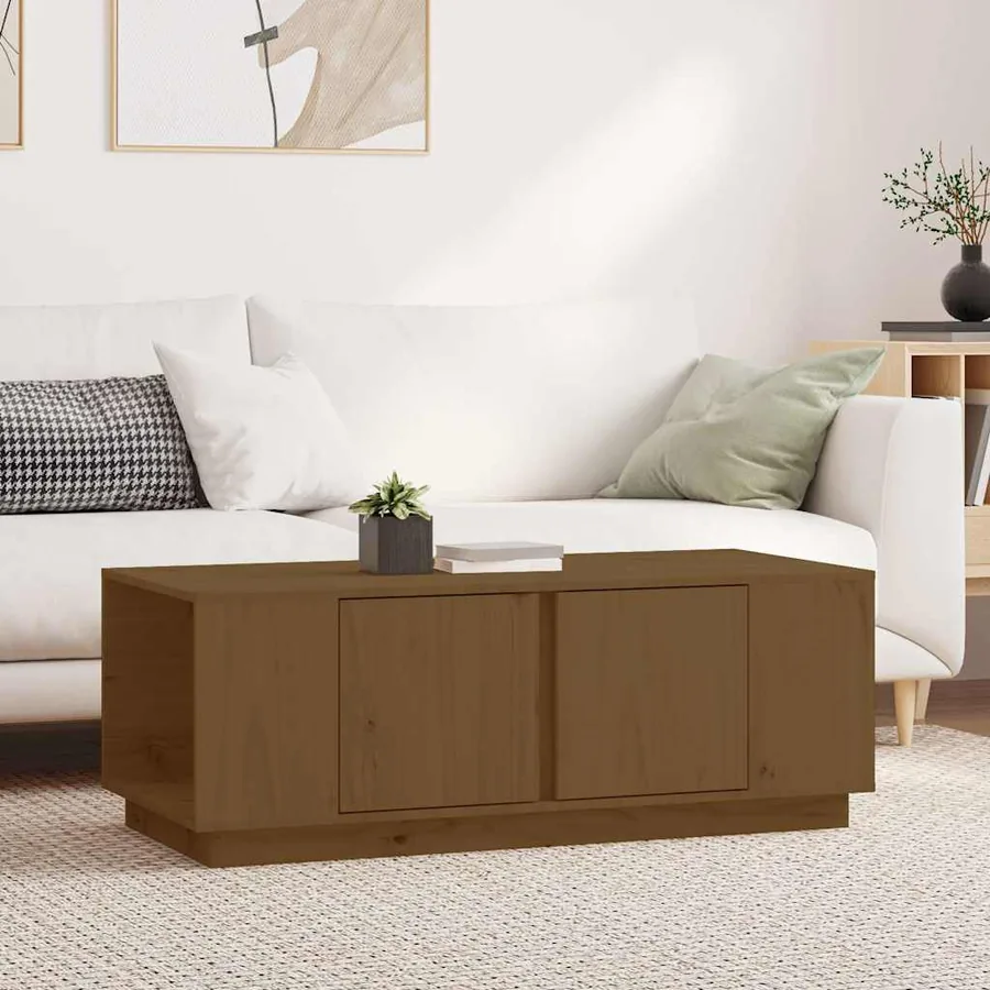 Table basse Marron miel 110x50x40 cm Bois massif de pin