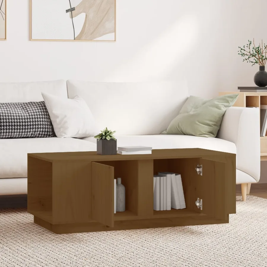 Table basse Marron miel 110x50x40 cm Bois massif de pin - 3