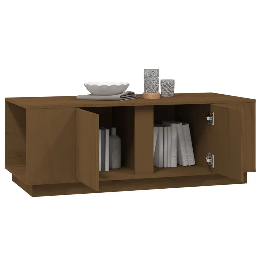 Table basse Marron miel 110x50x40 cm Bois massif de pin - 4