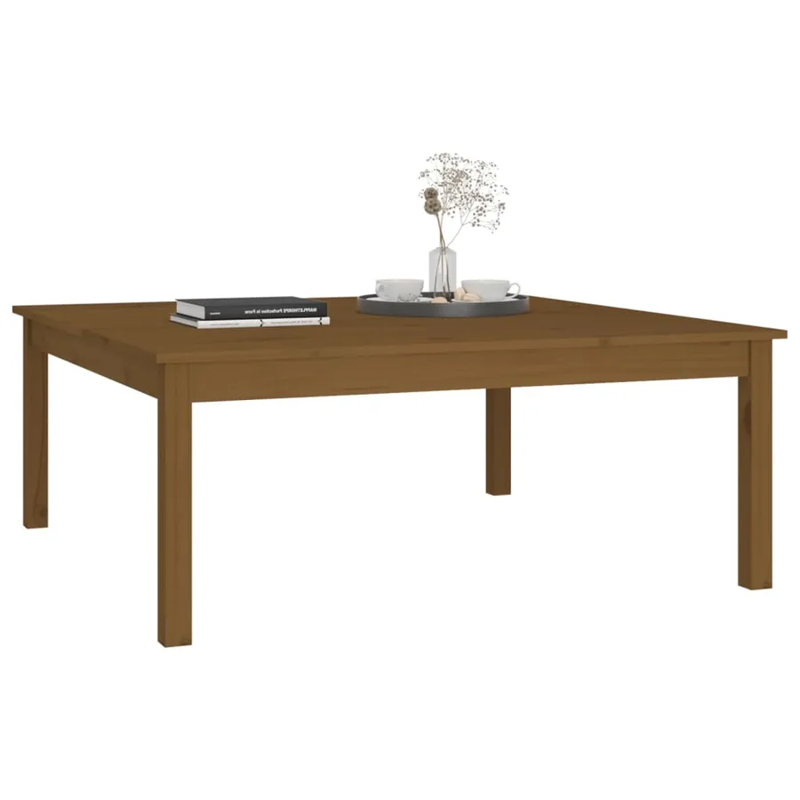 Table basse Marron miel 100x100x40 cm Bois massif de pin - 5