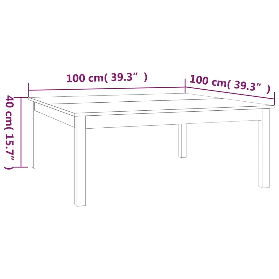 Table basse Marron miel 100x100x40 cm Bois massif de pin - 7