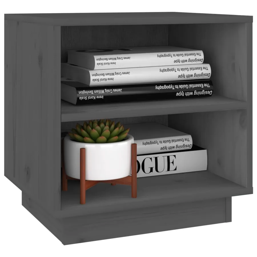 Tables de chevet 2 pcs Gris 40x34x40 cm Bois de pin solide - 5
