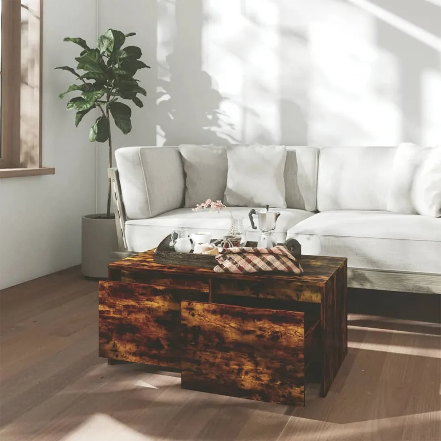 Table basse Chêne fumé 90x50x41,5 cm Bois d'ingénierie - 3