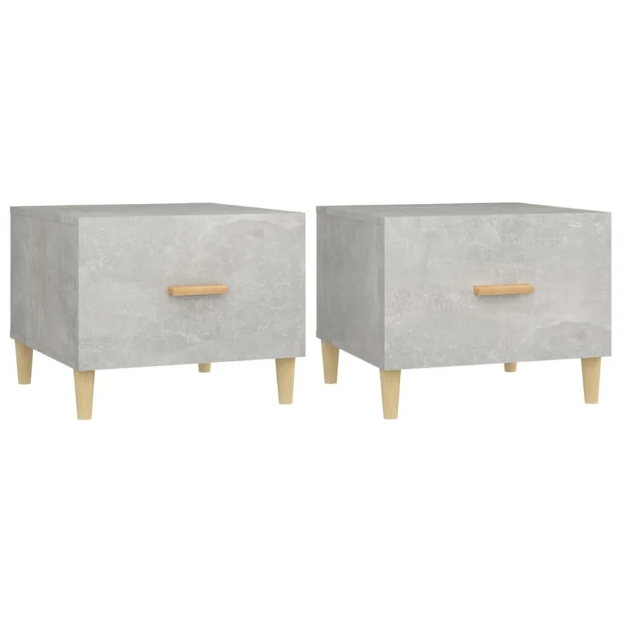 Tables basses 2 pcs gris béton 50x50x40 cm bois d'ingénierie - 2