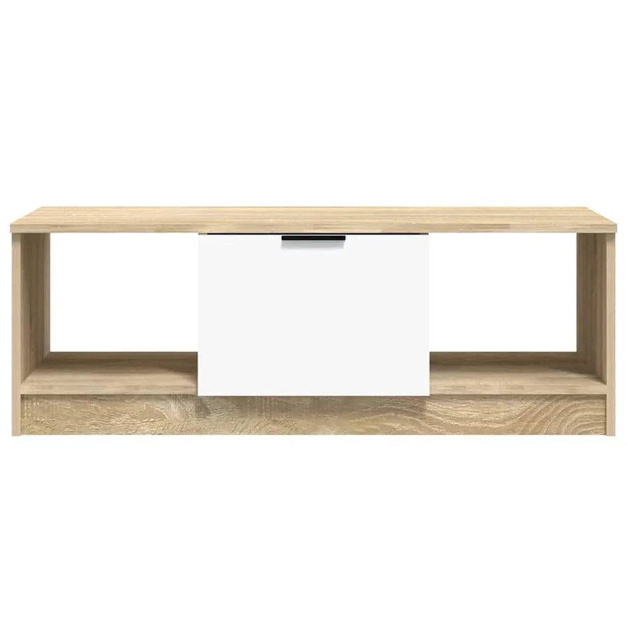 Table basse blanc et chêne sonoma 102x50x36cm bois d'ingénierie - 3