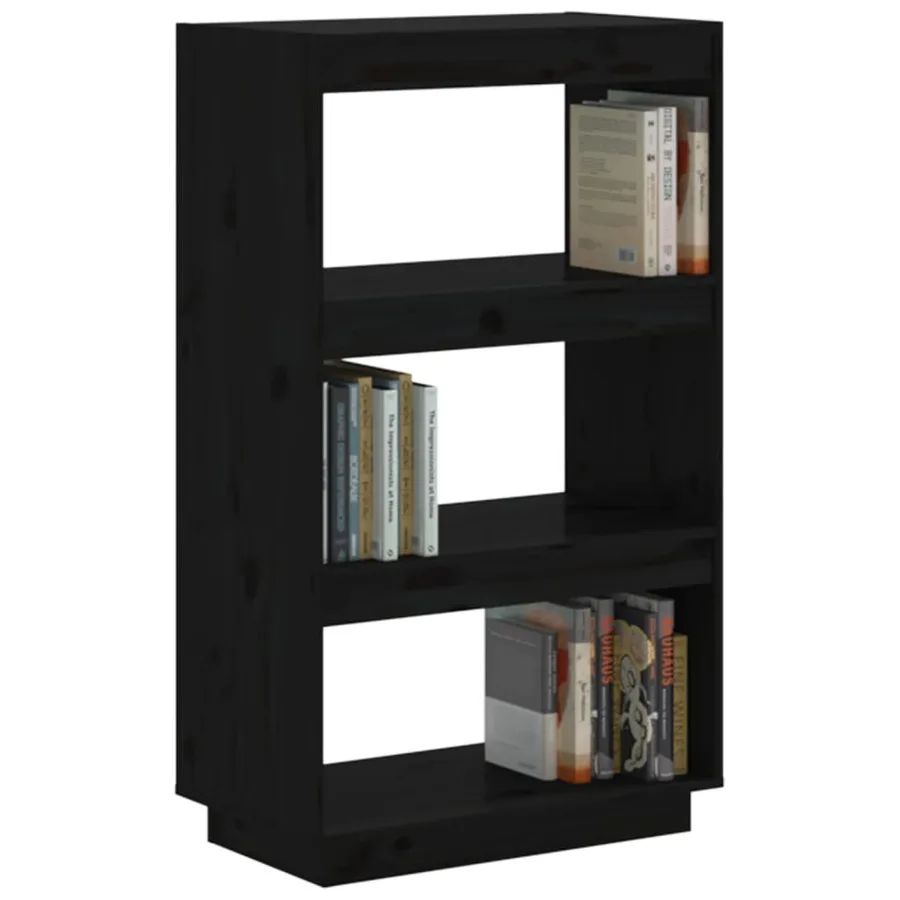 Bibliothèque/Séparateur de pièce Noir 60x35x103 cm Pin massif - 4