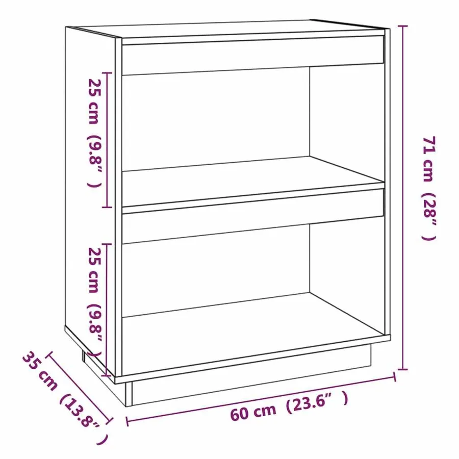 Bibliothèque Gris 60x35x71 cm Bois de pin massif - 8