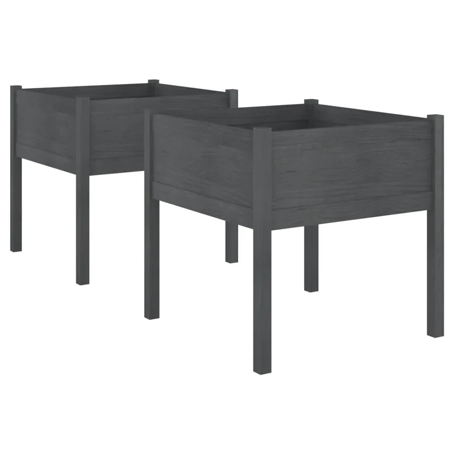 Jardinières 2 pcs Gris 70x70x70 cm Bois de pin massif - 2