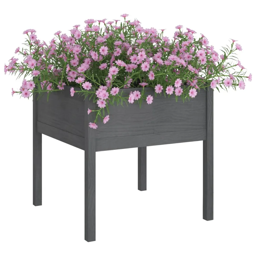 Jardinières 2 pcs Gris 70x70x70 cm Bois de pin massif - 3