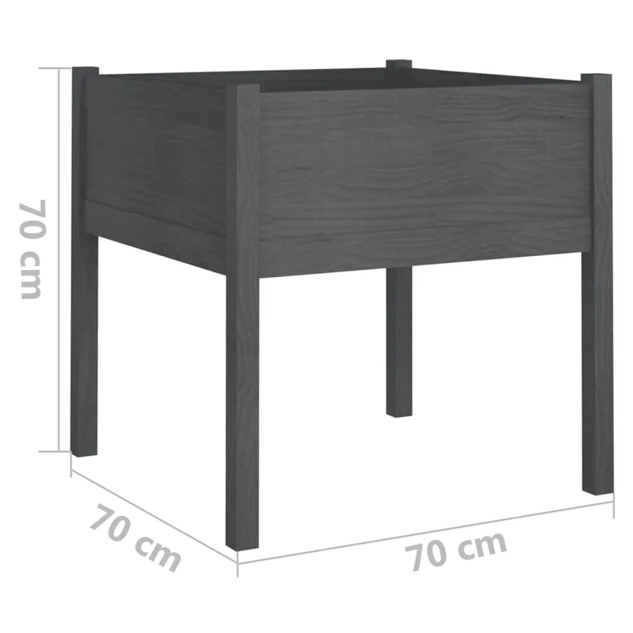 Jardinières 2 pcs Gris 70x70x70 cm Bois de pin massif - 8