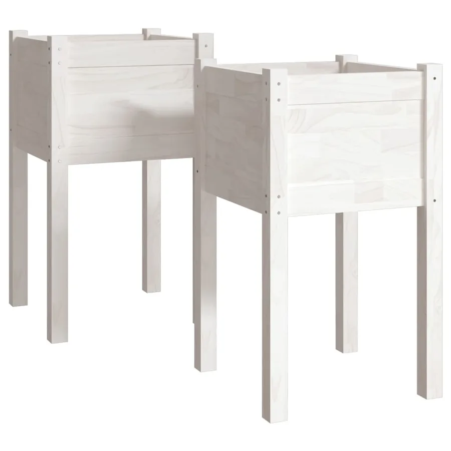 Jardinières d'extérieur 2 pcs Blanc 40x40x70 cm Bois de pin - 2