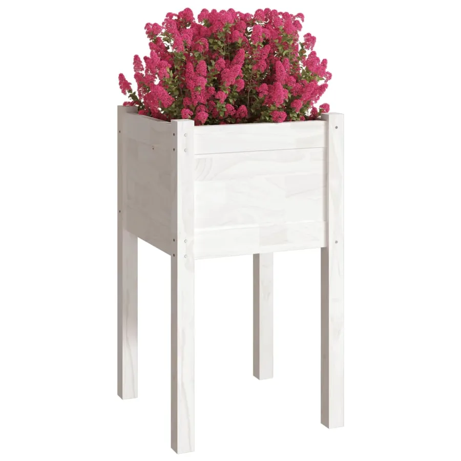 Jardinières d'extérieur 2 pcs Blanc 40x40x70 cm Bois de pin - 3