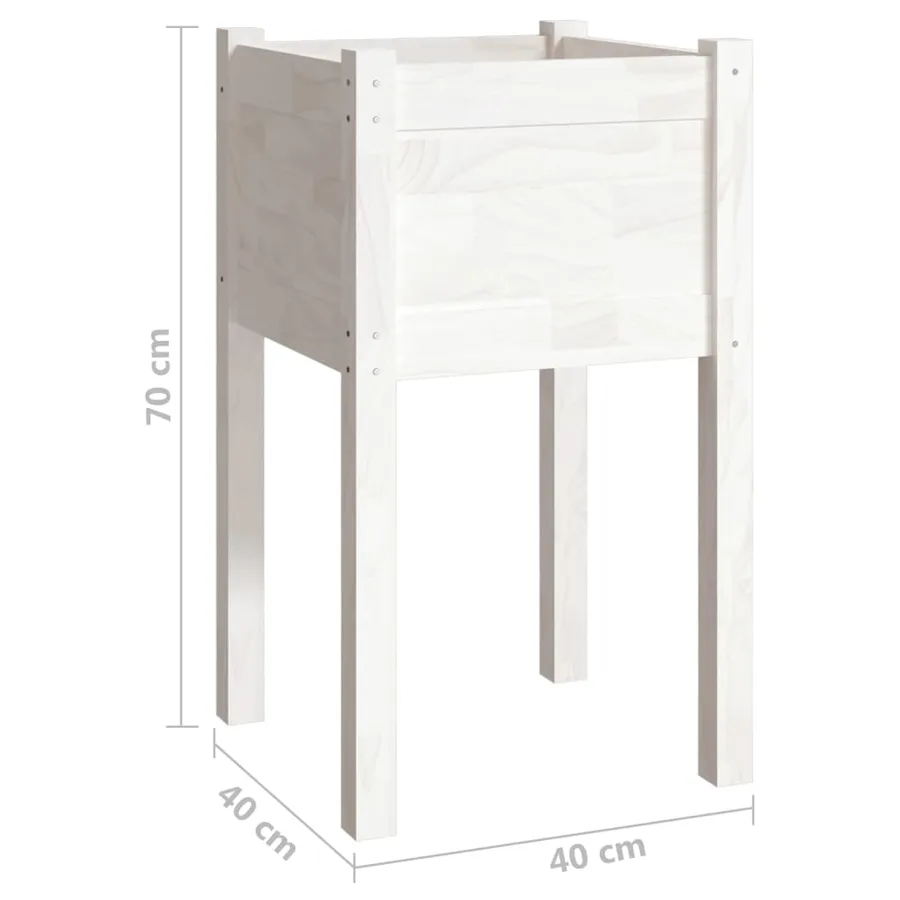 Jardinières d'extérieur 2 pcs Blanc 40x40x70 cm Bois de pin - 8