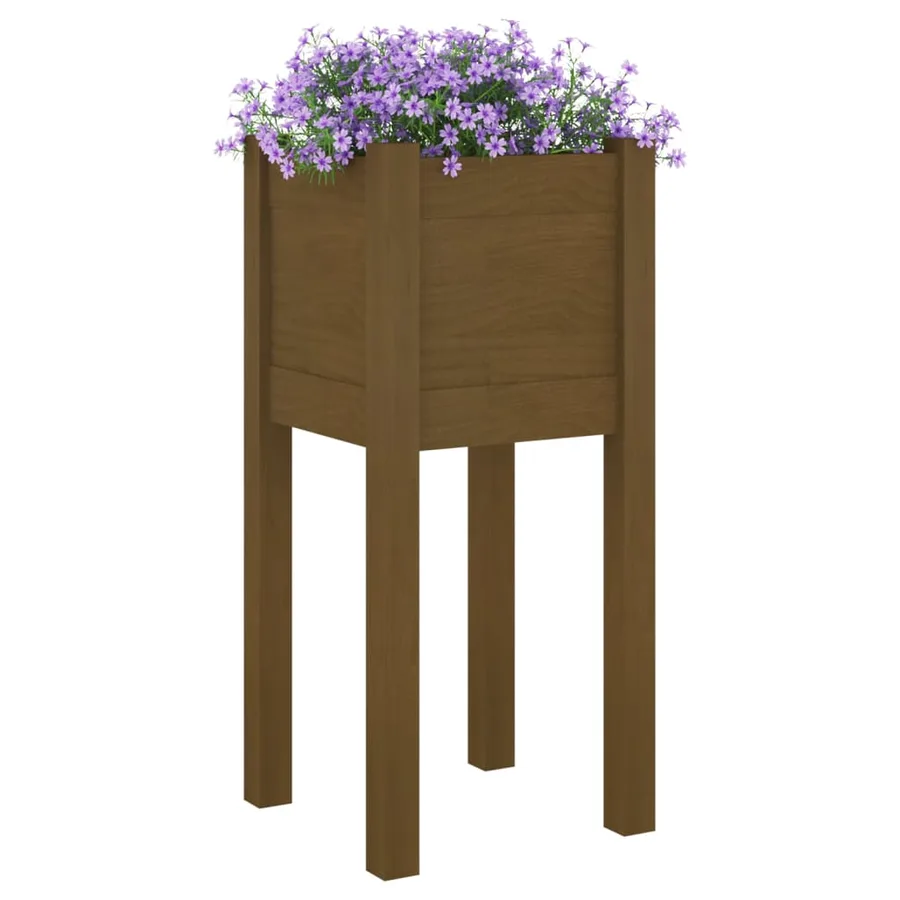 Jardinières d'extérieur 2 pcs Marron miel 31x31x70cm Pin massif - 3