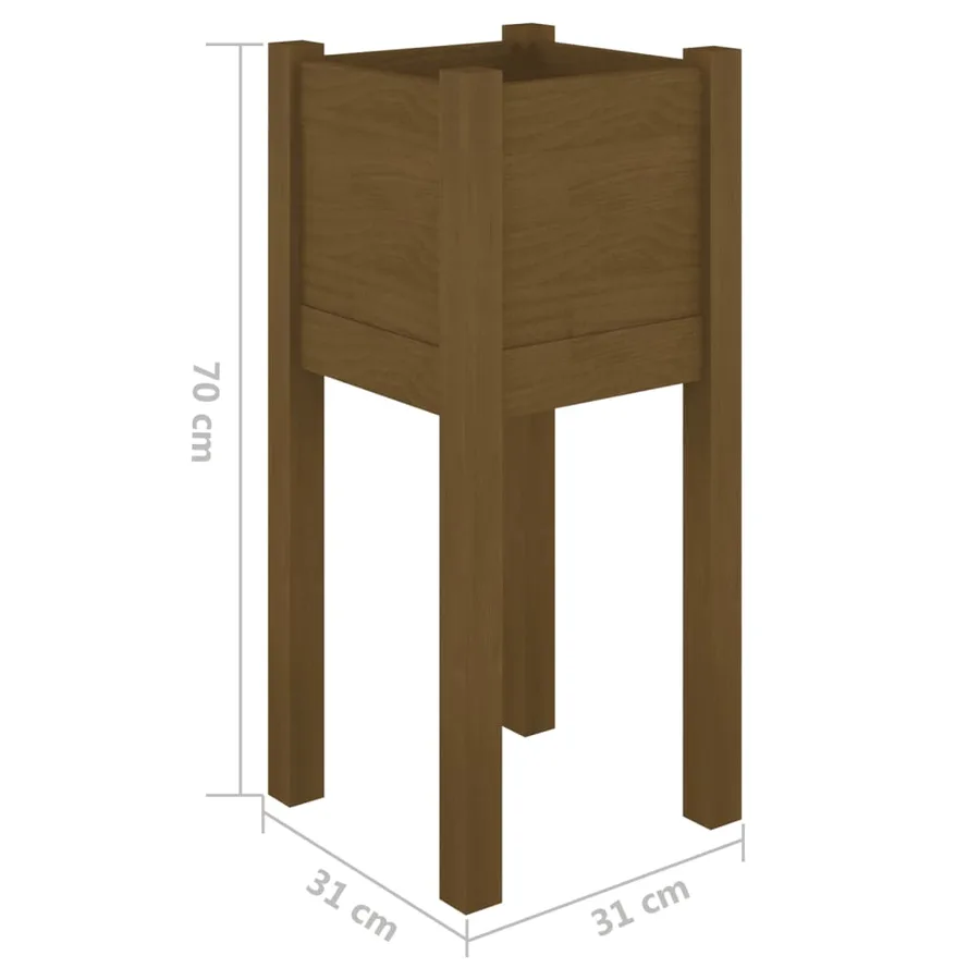 Jardinières d'extérieur 2 pcs Marron miel 31x31x70cm Pin massif - 8