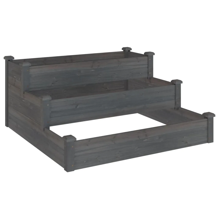 Lit surélevé de jardin gris 120x120x56 cm bois massif de sapin - 2