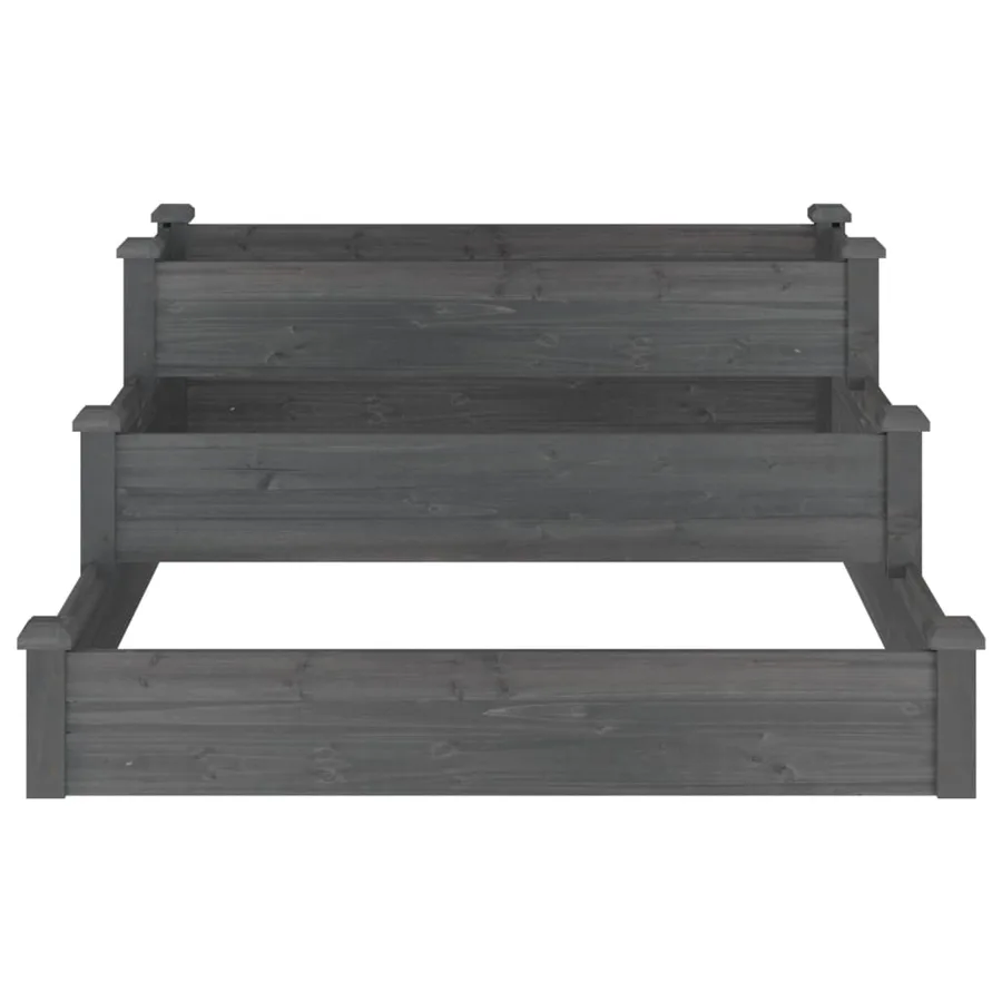 Lit surélevé de jardin gris 120x120x56 cm bois massif de sapin - 4