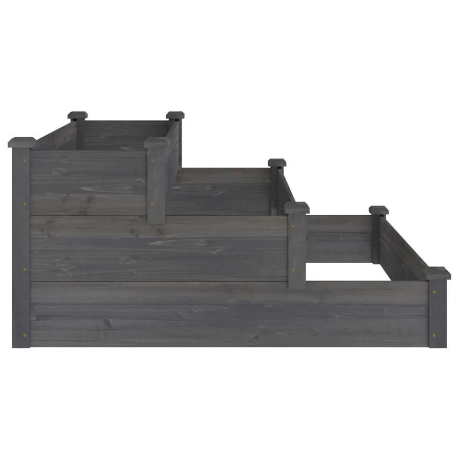 Lit surélevé de jardin gris 120x120x56 cm bois massif de sapin - 5