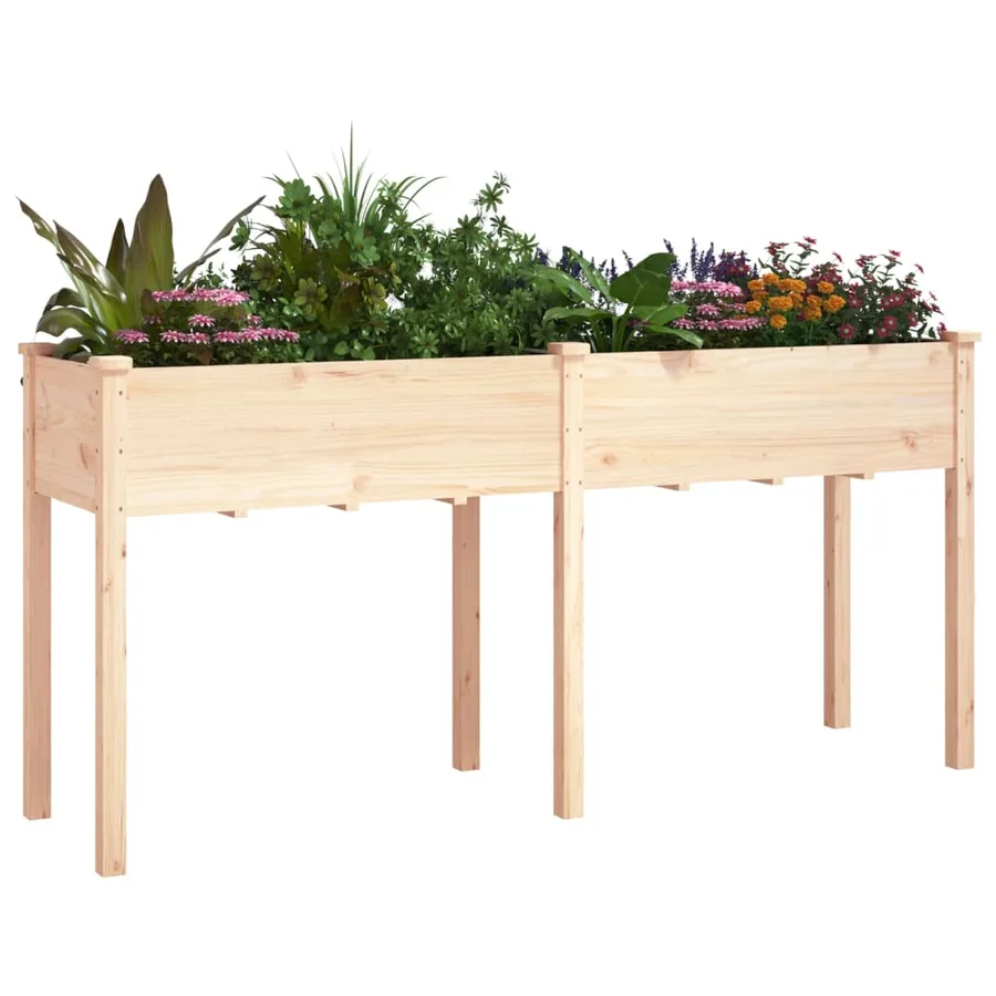 Jardinière avec doublure 161x45x76 cm bois massif de sapin - 3
