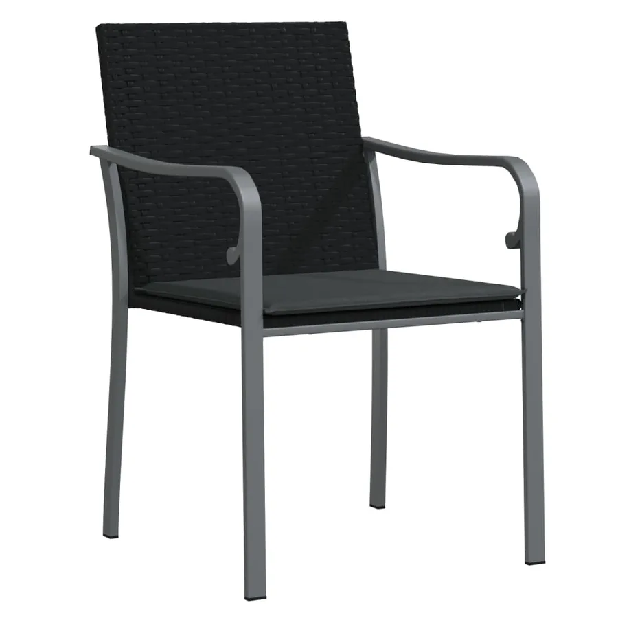 Chaises de jardin avec coussins lot de 2 noir 56x59x84 cm rotin - 3