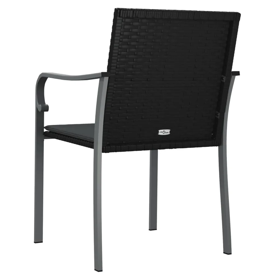 Chaises de jardin avec coussins lot de 2 noir 56x59x84 cm rotin - 6