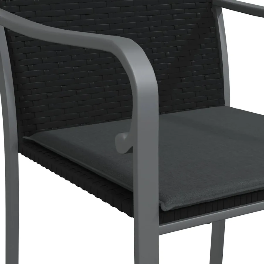 Chaises de jardin avec coussins lot de 2 noir 56x59x84 cm rotin - 7