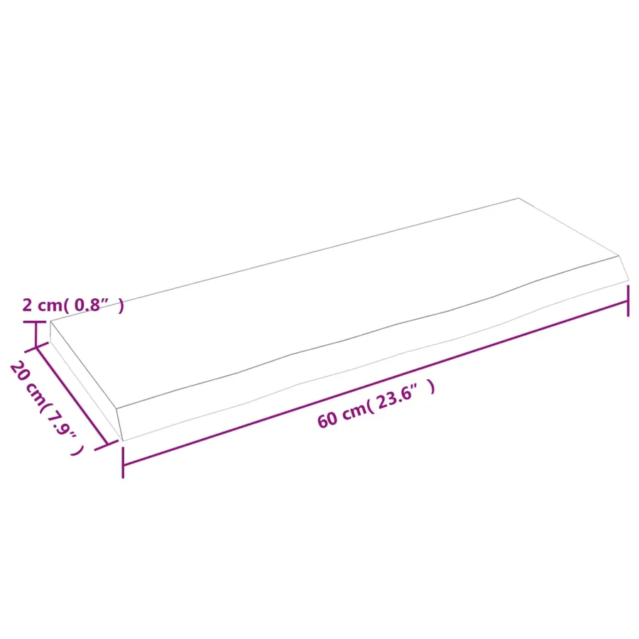 Étagère murale marron foncé 60x20x2 cm bois chêne massif traité - 7