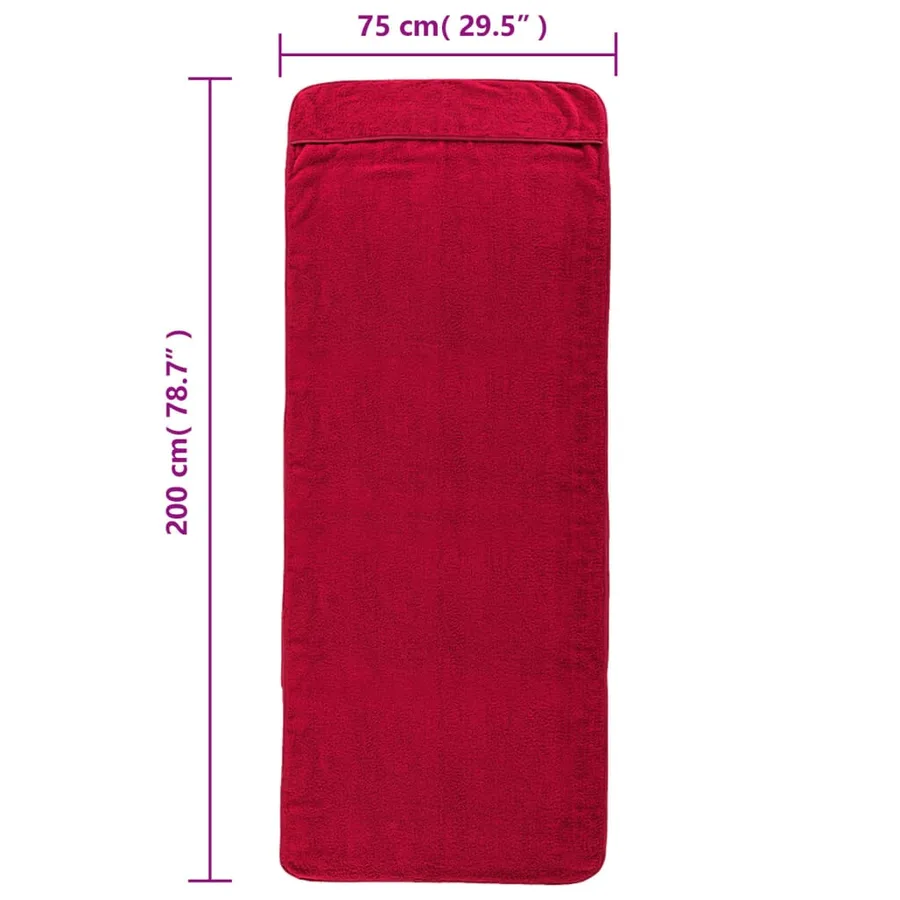 Serviettes de plage 2 pcs bordeaux 75x200 cm tissu 400 GSM - 8