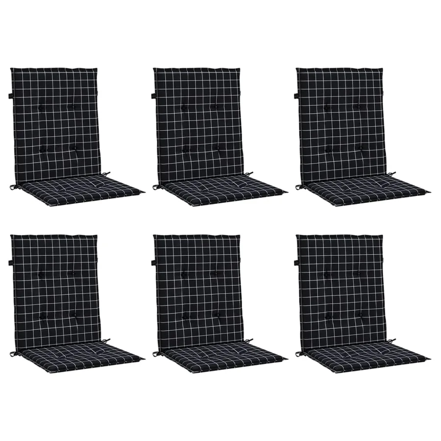 Coussins de chaise à dossier bas lot de 6 noir à carreaux tissu - 3