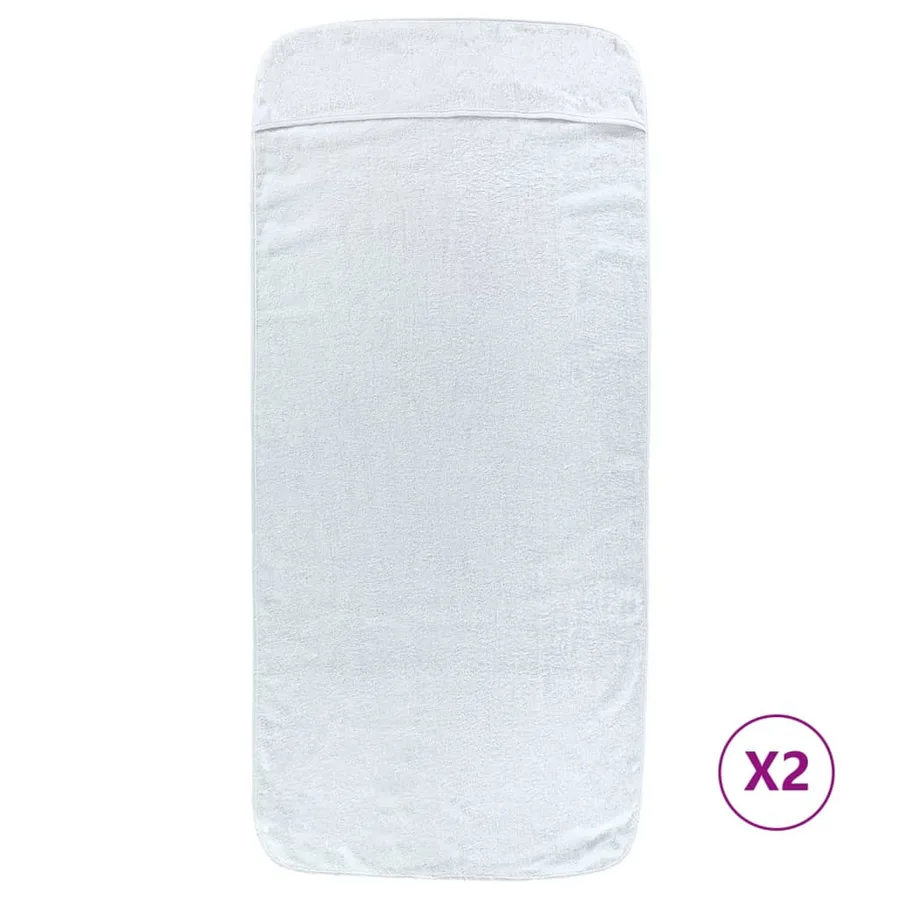Serviettes de plage 2 pcs blanc 60x135 cm tissu 400 GSM - 2