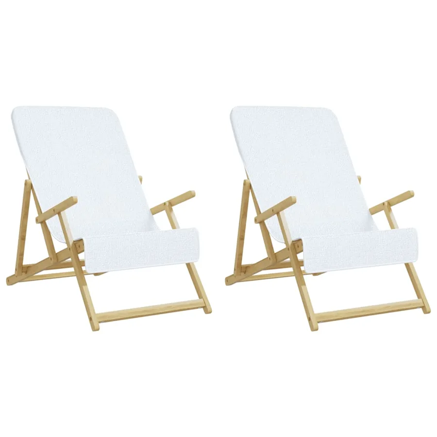 Serviettes de plage 2 pcs blanc 60x135 cm tissu 400 GSM - 4