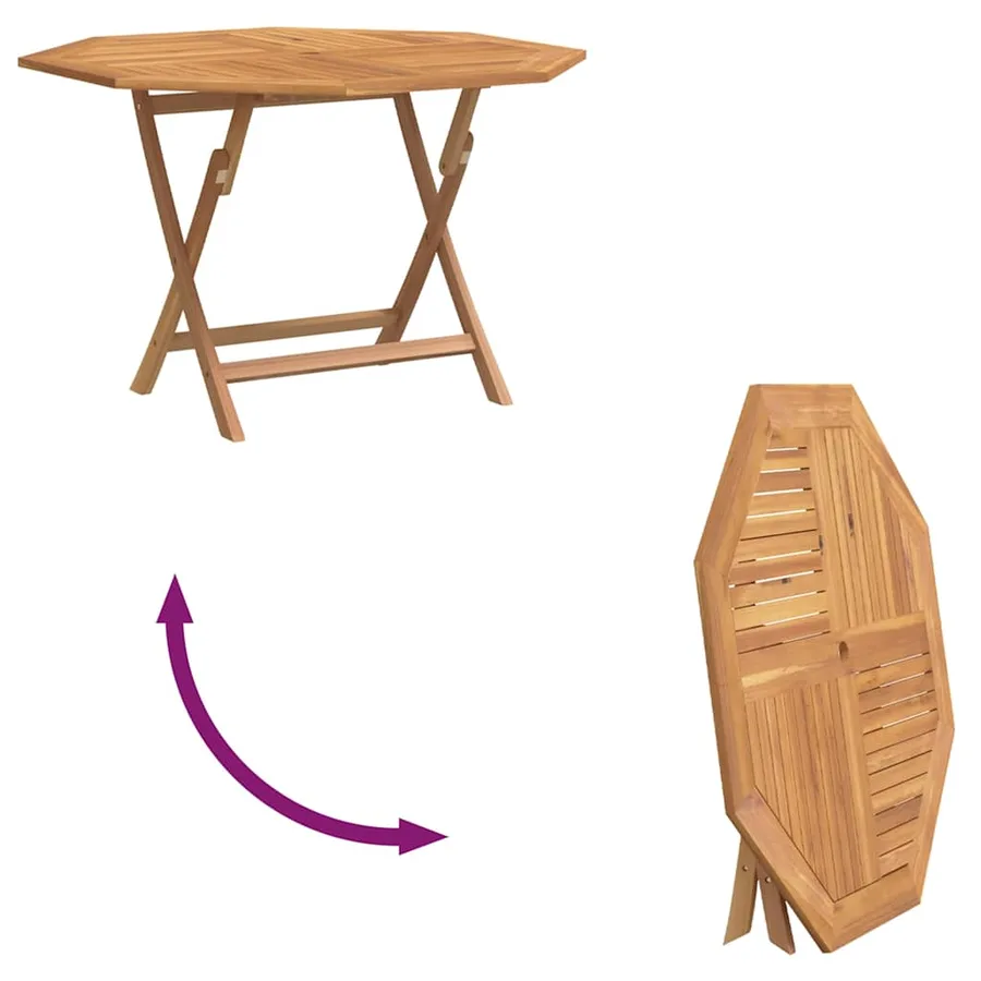 Table pliable de jardin 110x110x75 cm bois massif de teck - 5