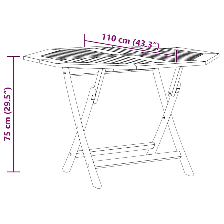 Table pliable de jardin 110x110x75 cm bois massif de teck - 8