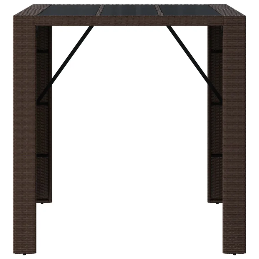 Table de bar et dessus en verre marron 105x80x110 cm poly rotin - 3