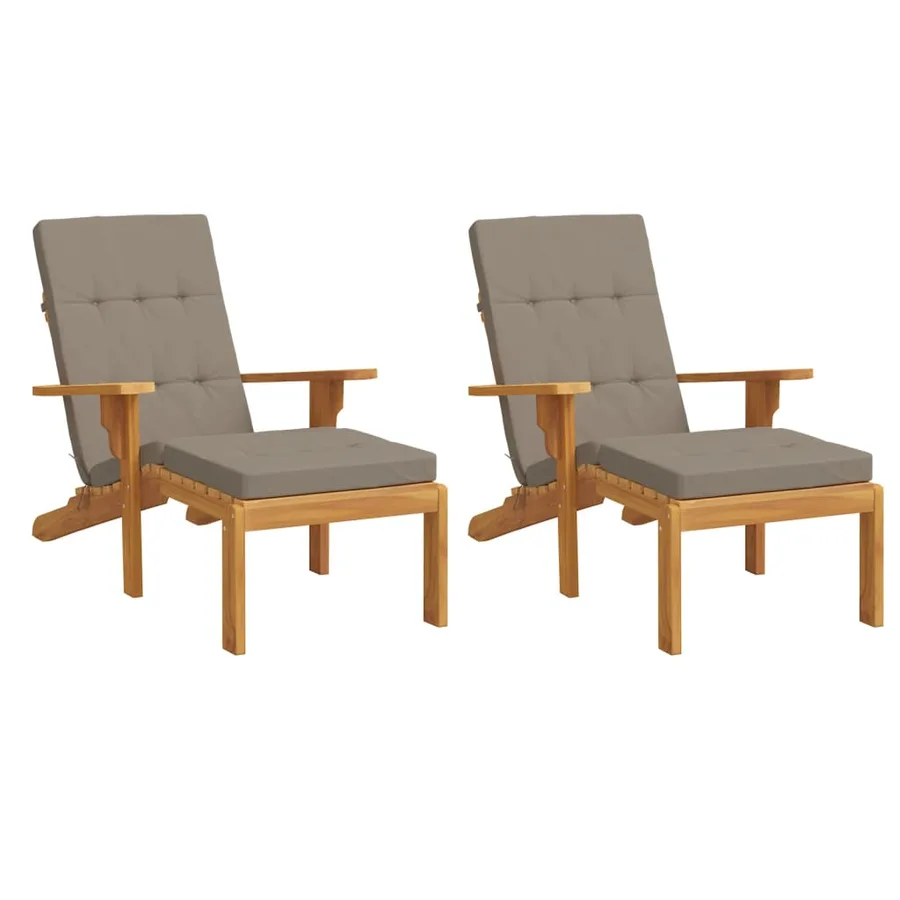 Coussins de chaise longue lot de 2 taupe tissu oxford - 3