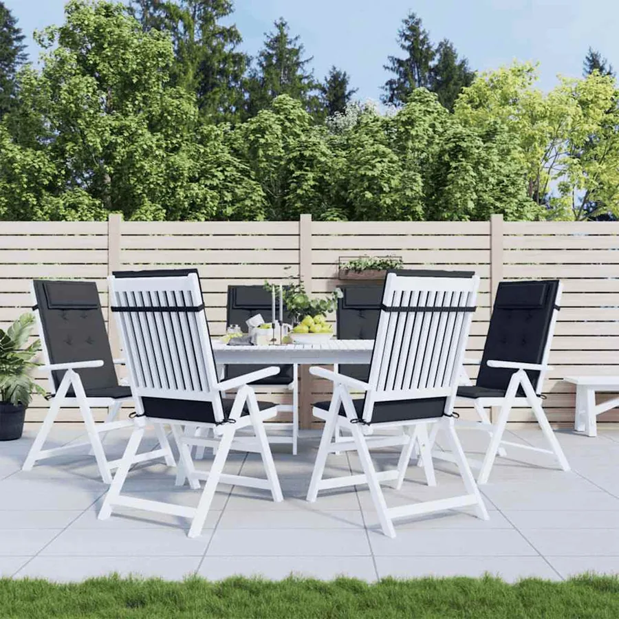 Coussins de chaise à dossier haut lot de 6 noir tissu oxford