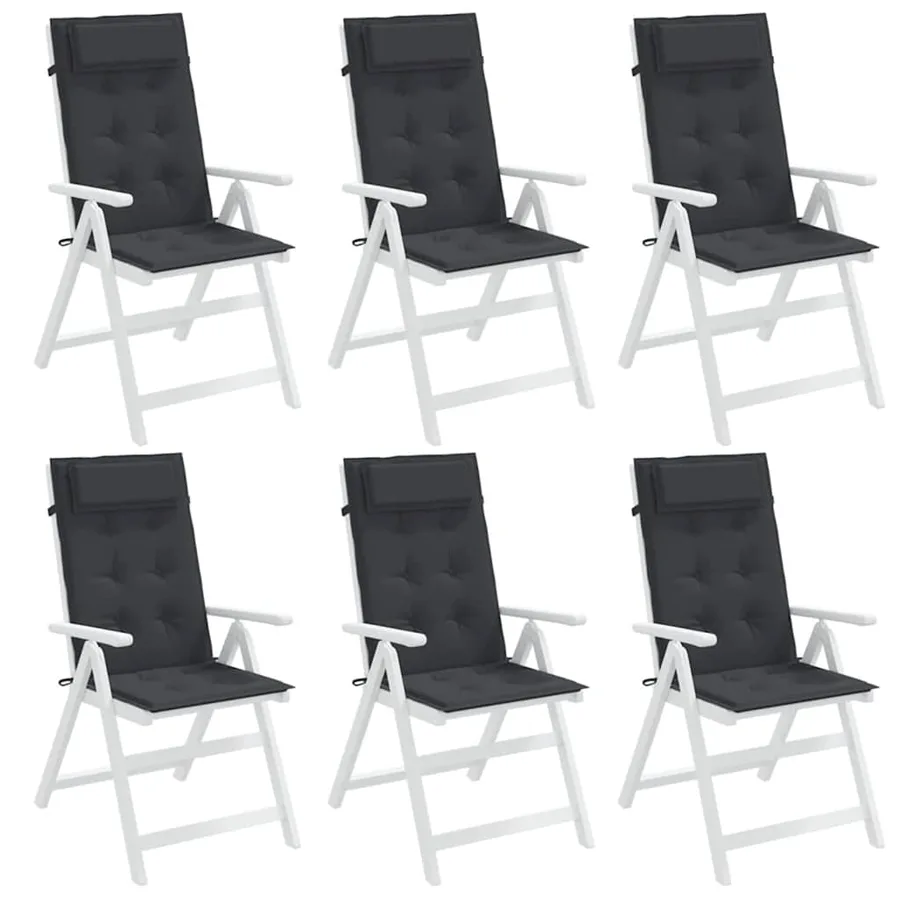 Coussins de chaise à dossier haut lot de 6 noir tissu oxford - 4