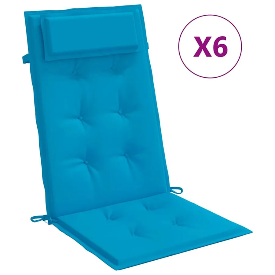 Coussins de chaise à dossier haut lot de 6 bleu clair - 2