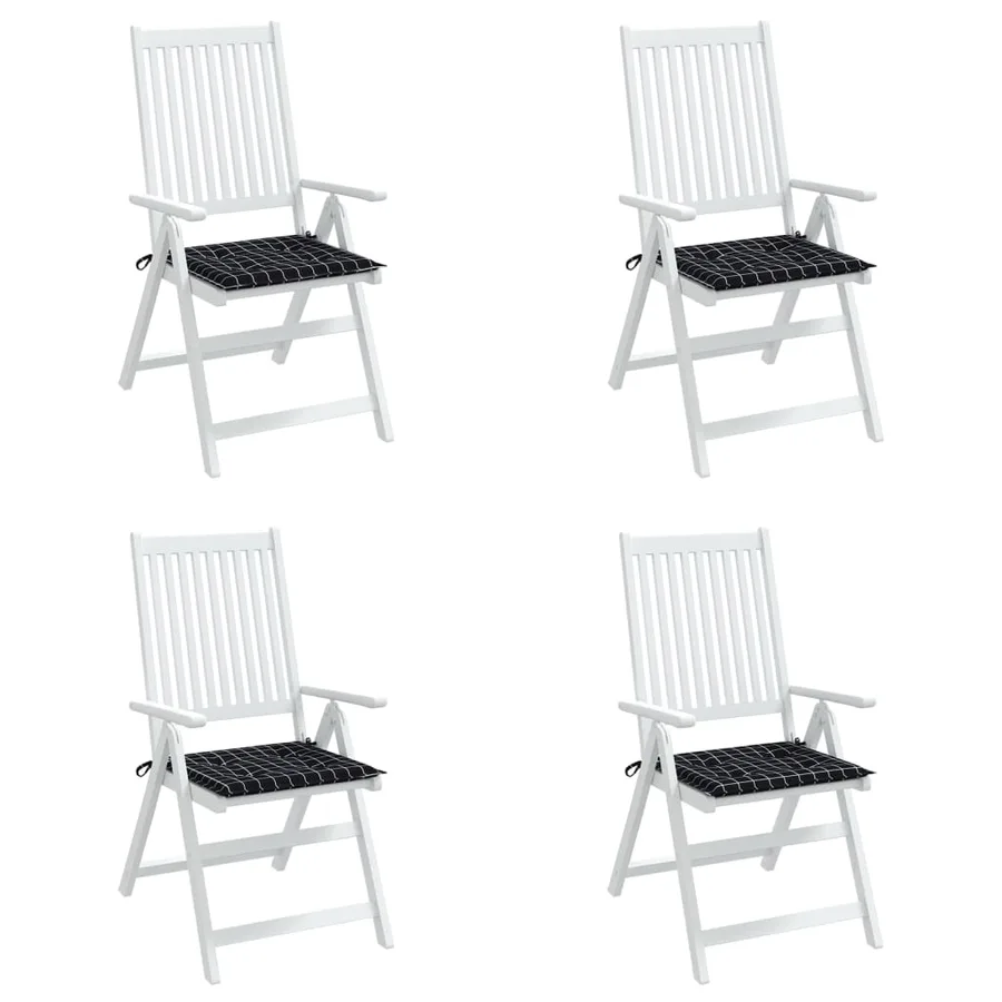 Coussins de chaise de jardin lot de 4 motif à carreaux noir - 4
