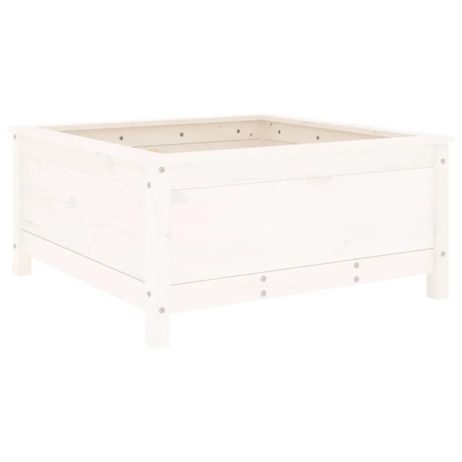 Jardinière blanc 82,5x82,5x39 cm bois massif de pin - 2