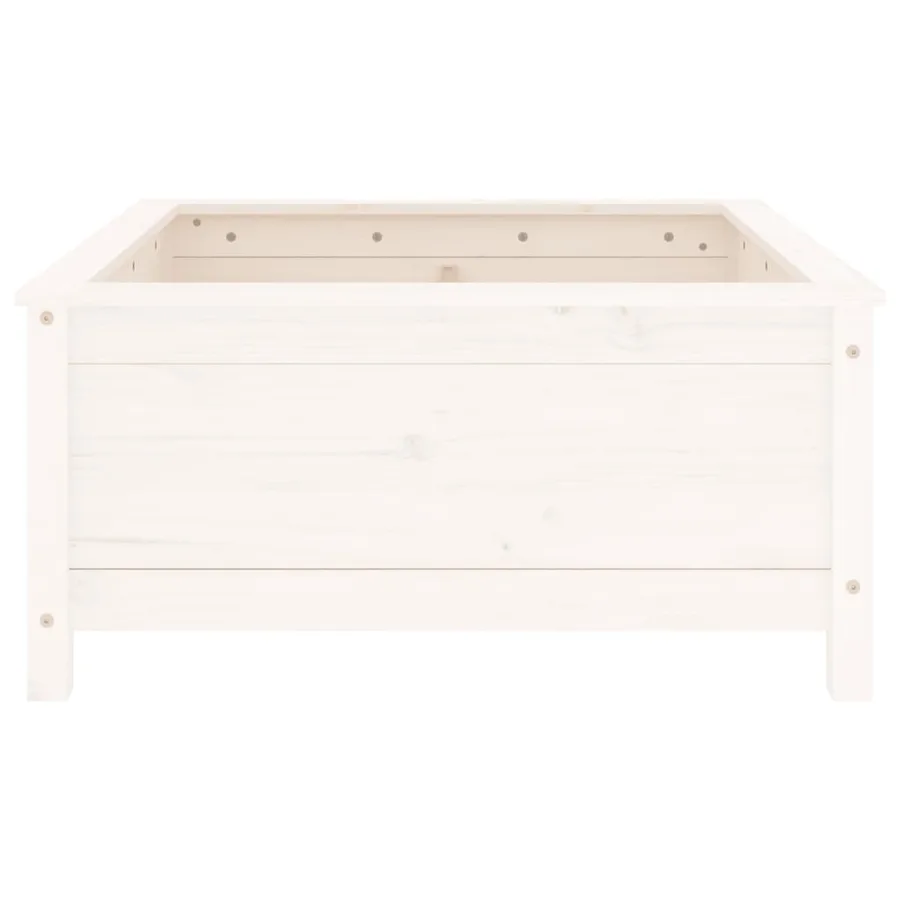 Jardinière blanc 82,5x82,5x39 cm bois massif de pin - 4