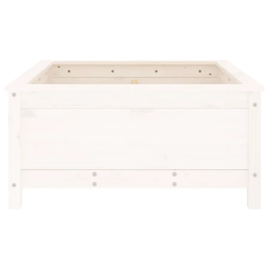 Jardinière blanc 82,5x82,5x39 cm bois massif de pin - 5