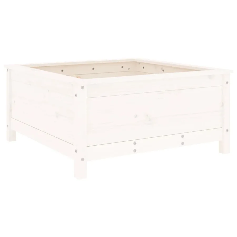 Jardinière blanc 82,5x82,5x39 cm bois massif de pin - 6