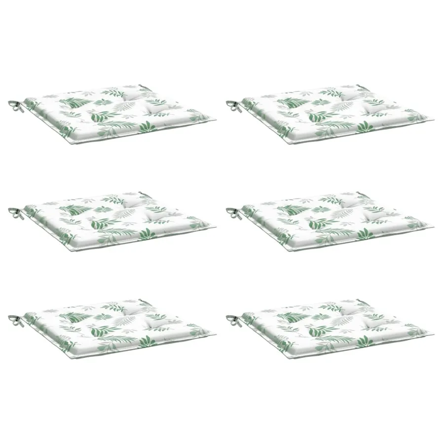 Coussins de chaise lot de 6 motif de feuilles 40x40x4 cm tissu - 3
