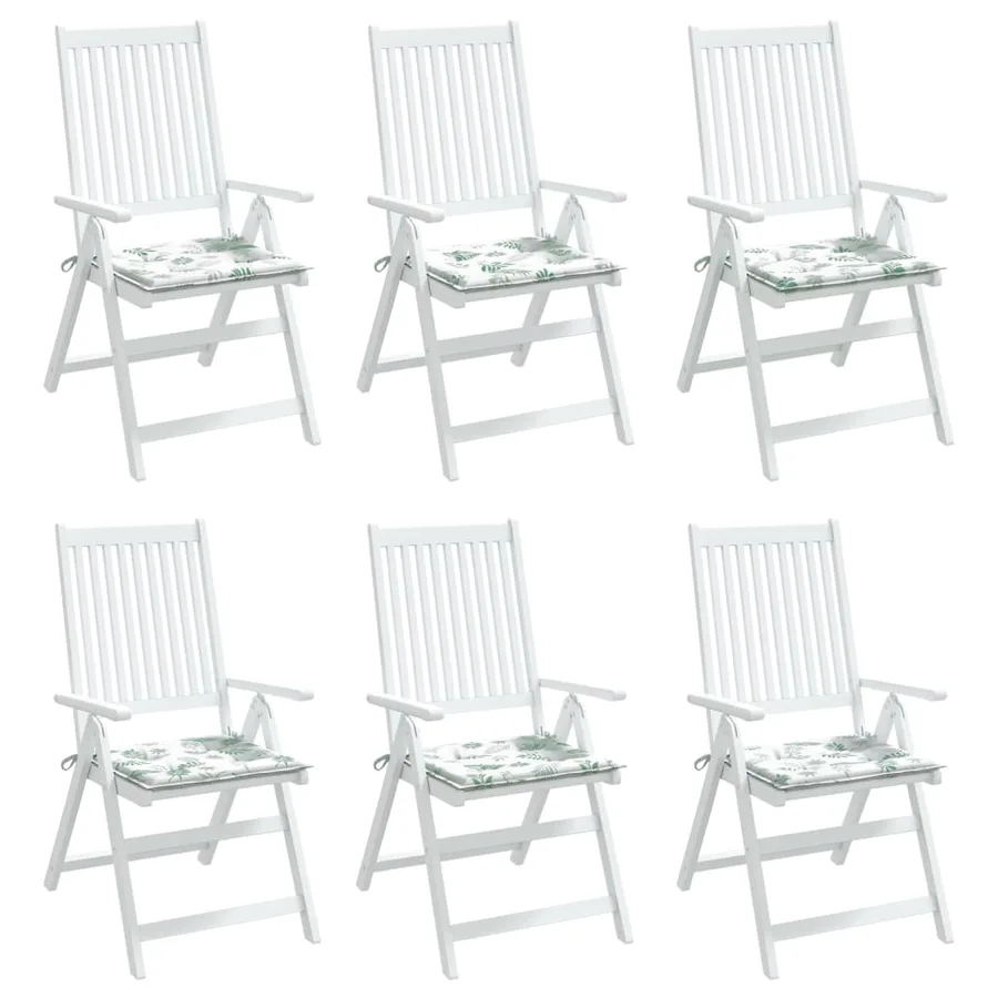 Coussins de chaise lot de 6 motif de feuilles 40x40x4 cm tissu - 4