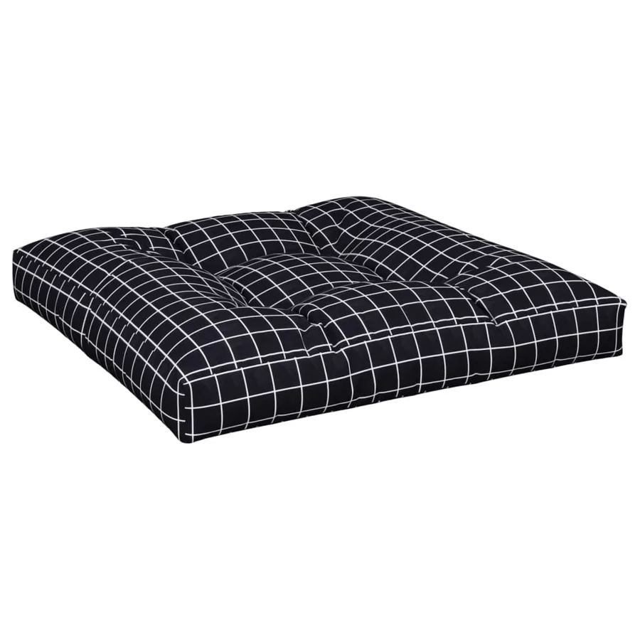 Coussin de palette motif à carreaux noir 70x70x12 cm tissu - 4
