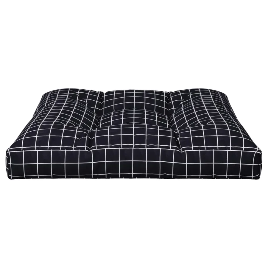 Coussin de palette motif à carreaux noir 70x70x12 cm tissu - 5