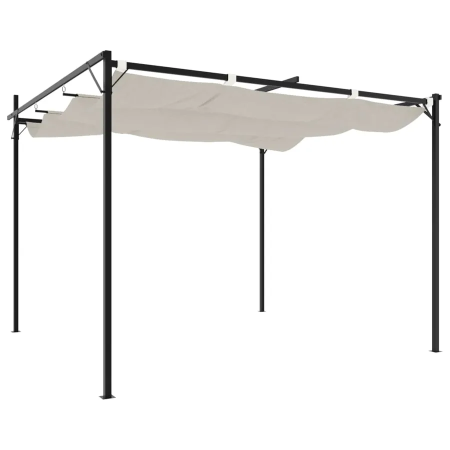 Pergola avec toit rétractable crème 295x292x230 cm - 5