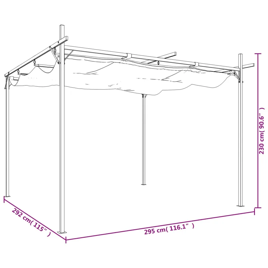 Pergola avec toit rétractable crème 295x292x230 cm - 8