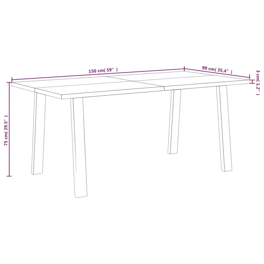 Table à manger 150x90x75 cm bois d'acacia solide - 9